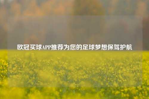 欧冠买球APP推荐为您的足球梦想保驾护航