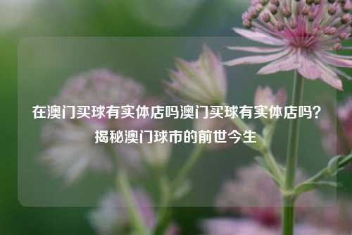 在澳门买球有实体店吗澳门买球有实体店吗？揭秘澳门球市的前世今生