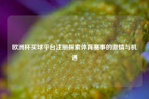 欧洲杯买球平台注册探索体育赛事的激情与机遇