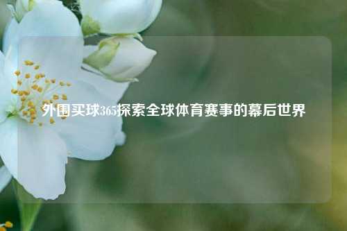外围买球365探索全球体育赛事的幕后世界