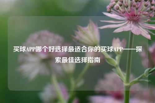 买球APP哪个好选择最适合你的买球APP——探索最佳选择指南