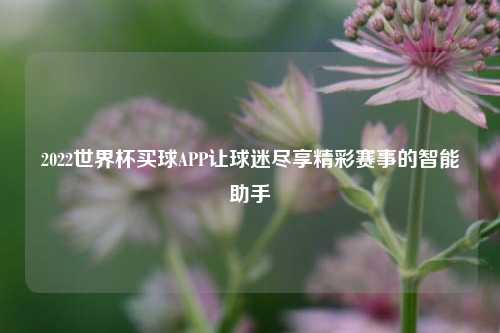 2022世界杯买球APP让球迷尽享精彩赛事的智能助手