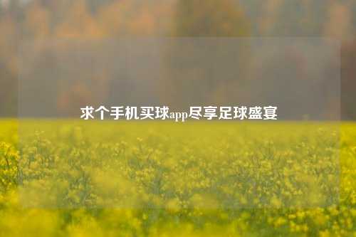 求个手机买球app尽享足球盛宴